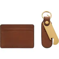 Fossil porte-cartes porte-clés Steven Card Case and Keyfob Bottle Opener Gift Set Medium Brown brun