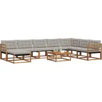 vidaXL Ensemble de canapés d'extérieur avec coussins 9 pièces Naturel et gris clair