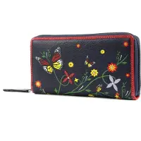 Bruno Banani Cuir porte-monnaie Butterfly Large Zip Around Blue bleu multicolore