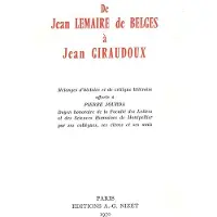 Nizet De Jean Lemaire de Belges à Jean Giraudoux