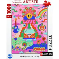 Nathan Puzzle de 1000 pièces style hippie/cha-cha-pop. À partir de 14 ans. Puzzle de qualité supérieure. Collection d'artiste. 12001443. Nathan