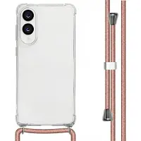 IMoshion Coque arrière Transparente avec cordon Samsung Galaxy S25 Edge - Rose Doré