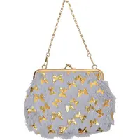 Juleeze JZWA0178G Papillon Gris Or 15x10cm pochette