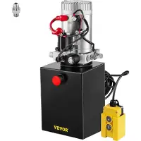 Vevor Pompe Hydraulique 12V Pompe Hydraulique à Simple Effet Réservoir En Métal 6L Démarrage Rapide Contrôle Solénoïde et Pendentif 4,5m Levage Descente Remorque Élévateur à Ciseaux Vérin Hydraulique