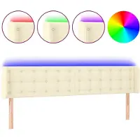 vidaXL Tête de lit LED Crème 203x16x78/88 cm Similicuir
