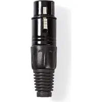 Nedis Connecteur XLR | Droit | Femelle | Nickelé | A souder | Diamètre d'entrée du câble : 5.0 mm | Métal | Noir | 1 pc. | Sachet en plastique