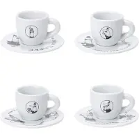 Bialetti Tasses à moka Carosello, set de 4, avec soucoupe, tasse à moka, tasse à espresso, porcelaine, Y0TZ033
