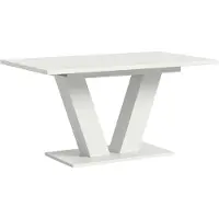Ebuy24 Motion table de salle à manger pieds V 90x150/190 cm avec 1 rallonge blanc.
