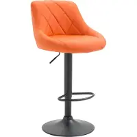 CLP Tabouret de bar Lazio, réglable en hauteur et pivotant à 360°, structure orange, couleur noire