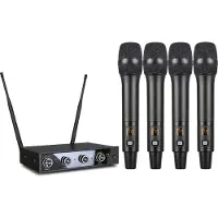 INF Microphone sans fil professionnel en 4 packs avec récepteur fixe