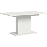 Ebuy24 Motion table de salle à manger pied colonne 90x150/190 cm avec 1 rallonge blanc.