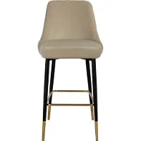 Padiro Tabouret - Couleur taupe - Revêtement en velours polyester - Avec dossier - Structure en métal fer - Hauteur d'assise 75 cm - Style hôtel chic