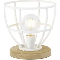 Brilliant Lampe Matrix Wood Lampe de table 25cm blanc mat | 1x G95, E27, 60W, convient aux ampoules normales (non incluses) | Échelle A++ à E | Avec interrupteur intermédiaire à cordon