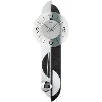 AMS 7299 Horloge murale à quartz avec pendule Horloge à pendule avec ardoise et aluminium