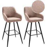 Beliani Lot de 2 chaises de bar en boucle taupe meubles rembourrés modernes pour salle à manger cuisine