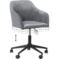 Beliani chaise de bureau Grise velours avec accoudoirs pivotants, réglable en hauteur