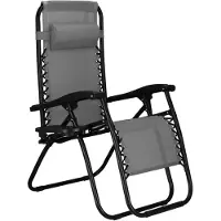 Springos Chaise de jardin Chaise relax Chaise de jardin avec appui-tête 110 x 80 x 67 cm Chaise longue avec table d'appoint Accoudoirs Sac de suspension Chaise de plage à haut dossier pliable