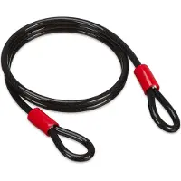 Relaxdays Câble à boucle , 2 m, câble en acier gainé avec illets, Ø 12 mm, pour sécuriser vélos, motos, meubles de jardin, noir