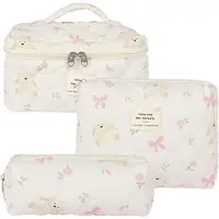 Sc Skycases Travel Essentials - Trousse de maquillage 3 pièces - Coton écologique - Organisateurs floraux matelassés - Spacieuse, durable et idéale pour les voyages