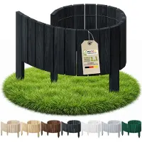 Pemicont Floranica Bordure de pelouse bois 100 x 20 cm, Noir – bord droit, bordure d'allée, rouleau de pin