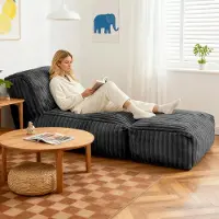 MODFU : Canapé modulable, type chaise longue, une place, avec dossier, multifonctionnel, en flanelle, idéal pour les petits appartements, couleur gris foncé