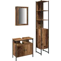 vidaXL Ensemble de meubles de salle de bain , 3 pièces, bois de récupération, 33 x 33 x 185,5 cm