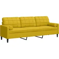 vidaXL Canapé 3 places avec coussins décoratifs jaune 210 cm velours