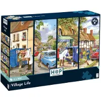 The House of Puzzles Le puzzle "Vie au village" de la marque , comprenant 4 boîtes de 500 pièces chacune