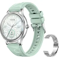 COLMI Montre connectée L28 (argent-vert + bracelet en acier argenté)