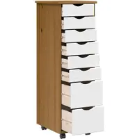 vidaXL Armoire à roulettes avec tiroirs MOSS Marron miel Pin massif