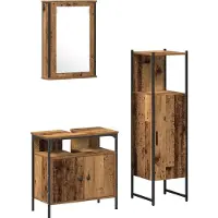 vidaXL Ensemble de meubles de salle de bain , 3 pièces, marron, 33 x 33 x 120,5 cm
