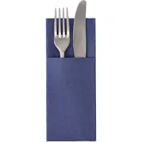 Papstar Pochettes à couverts Royal Collection, pliage intégré pour couverts, L 200 x H 82,5 mm, certifié FSC, papier tissu premium, bleu foncé, 6 x 50 pièces