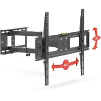 HomeShopXL Support mural inclinable et pivotant pour téléviseur VESA 600x400 mm - adapté aux écrans de 40 à 80 pouces, max. 35 kg, noir, avec gestion des câbles et niveau à bulle [39688]