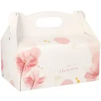 Papstar Carton à pâtisserie avec poignée, 200 x 130 x 90 mm en carton, épaisseur du matériau : 350 g/qm, Contenant à usage unique, Rose