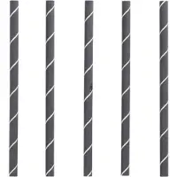 Papstar Paille en papier "pure", 150 mm, noir/blanc en papier, longueur : 150 mm, diamètre : 7 mm, à, Pailles, Noir