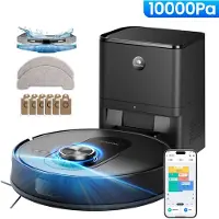Proscenic Q8 Max- Aspirateur Robot Laveur 2 en 1 - 6000Pa - Station Auto-Vidage3L - 200 Min - Navigation LiDAR - Connecté Alexa, APP