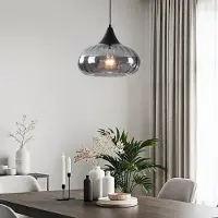 LumenXL Lampe suspendue Ori noir avec verre fumé rayé