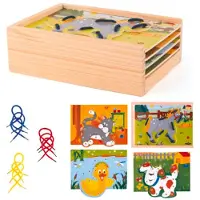 Woody Boîte à enfiler pour animaux avec lacets 90920