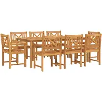 vidaXL Ensemble de jardin pour repas, 9 pièces, bois d'acacia massif, couleur marron