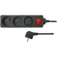 AWTOOLS home extension cable black 4 sockets 1.5m grounded, switch
