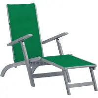 vidaXL Chaise longue avec repose-pieds et coussin, en bois massif d'acacia