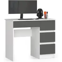 Akord Bureau 3 Tiroirs Droit Blanc Et Gris Graphite 90X50X77
