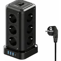 MostEssential Prise tour - 12 prises + 3 USB-A + 1 USB-C 20W - 4000W - Noir