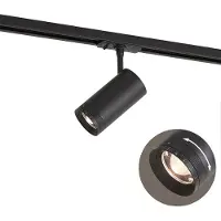 QAZQA Spot noir moderne pour système de rail monophasé avec LED orientable et inclinable - Iconic Zoom