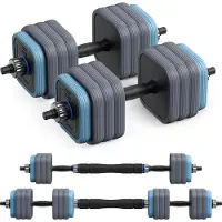 Merach Set Haltères 30 kg , Multi-usage avec barre, poignées ergonomiques, plaques stables, revêtement silencieux en caoutchouc