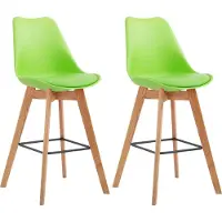 CLP - Ensemble de 2 tabourets de bar Metz, en plastique, avec dossier et repose-pieds. Couleur : orange. Structure : couleur naturelle