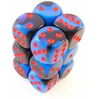 Chessex Gemini 16mm d6 avec points Blocs de dés (12 dés) - Noir-Étoilé avec rouge