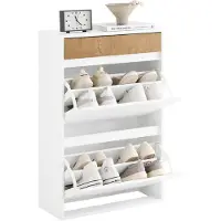 SoBuy Meuble à Chaussures Blanc Bois 61x26x91cm