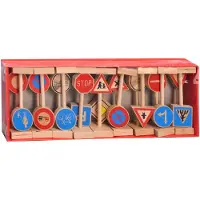 Playwood Ensemble de panneaux de signalisation en bois, 18 pièces