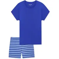 Schiesser Pyjama 'Casual Essentials' bleu / bleu clair / bleu foncé